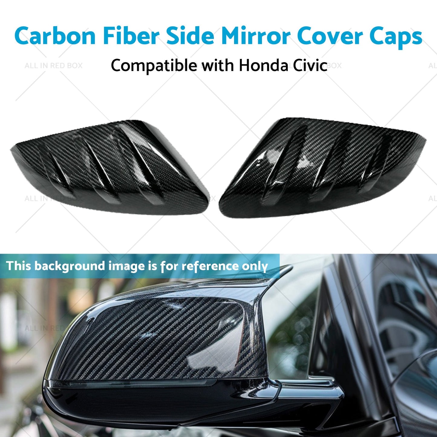 2x Carbon Fiber Side Mirror Cover Caps Suitable for 16-21 Honda Civic-4