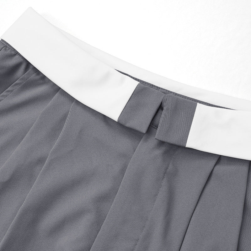 Chaleco de color contrastante, pantalones de traje de pierna ancha, traje casual de moda de dos piezas