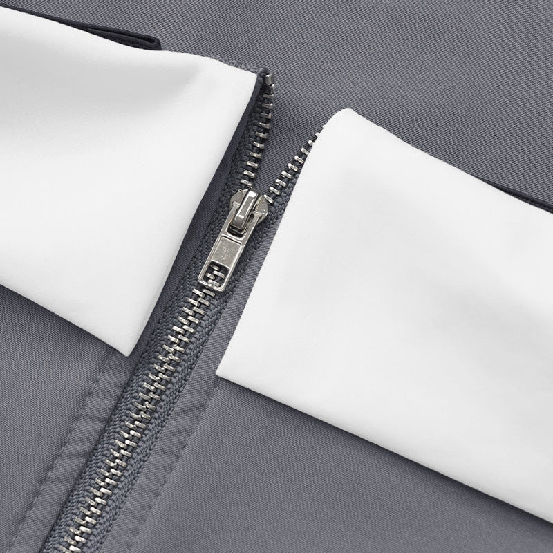 Chaleco de color contrastante, pantalones de traje de pierna ancha, traje casual de moda de dos piezas