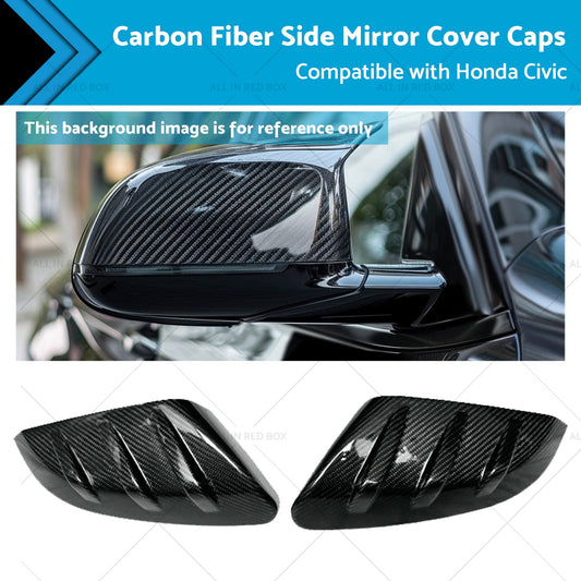 2x Carbon Fiber Side Mirror Cover Caps Suitable for 16-21 Honda Civic-0