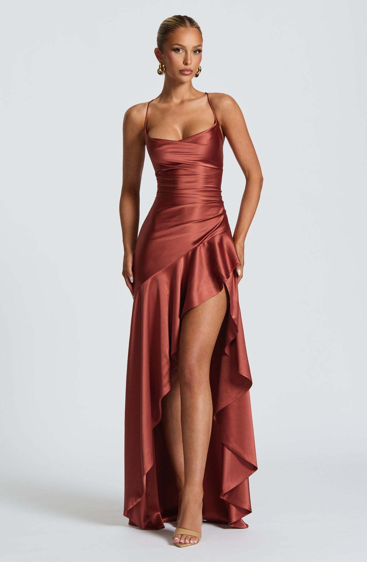 Vestido Irregular con Volantes sin Espalda para Mujer Moda de Verano Noche Fiesta Club Split Tirantes Maxi Vestidos Ropa